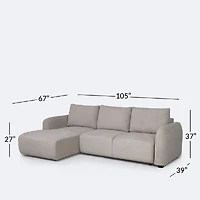 Vivo Left- Hand Facing Sectional Media Sleeper  - Savy Beige
