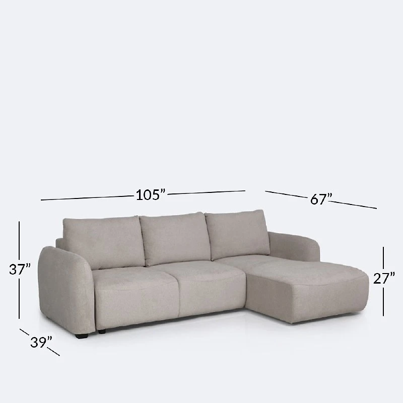 Vivo Right- Hand Facing Sectional Media Sleeper - Savy Beige