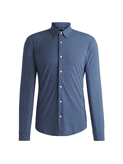 Slim-Fit Shirt Printed Performance-Stretch Jersey