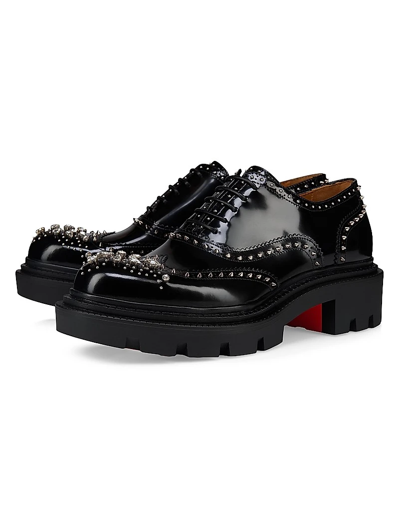 College Strass Leather Oxford Shoes