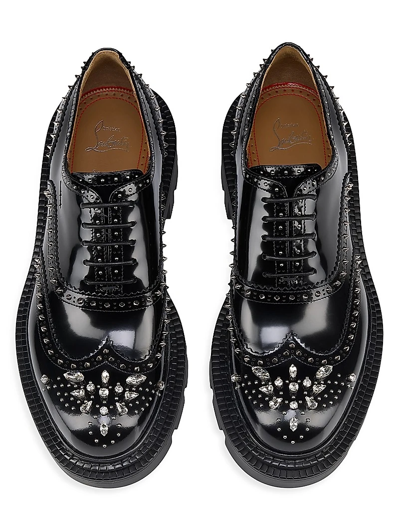 College Strass Leather Oxford Shoes
