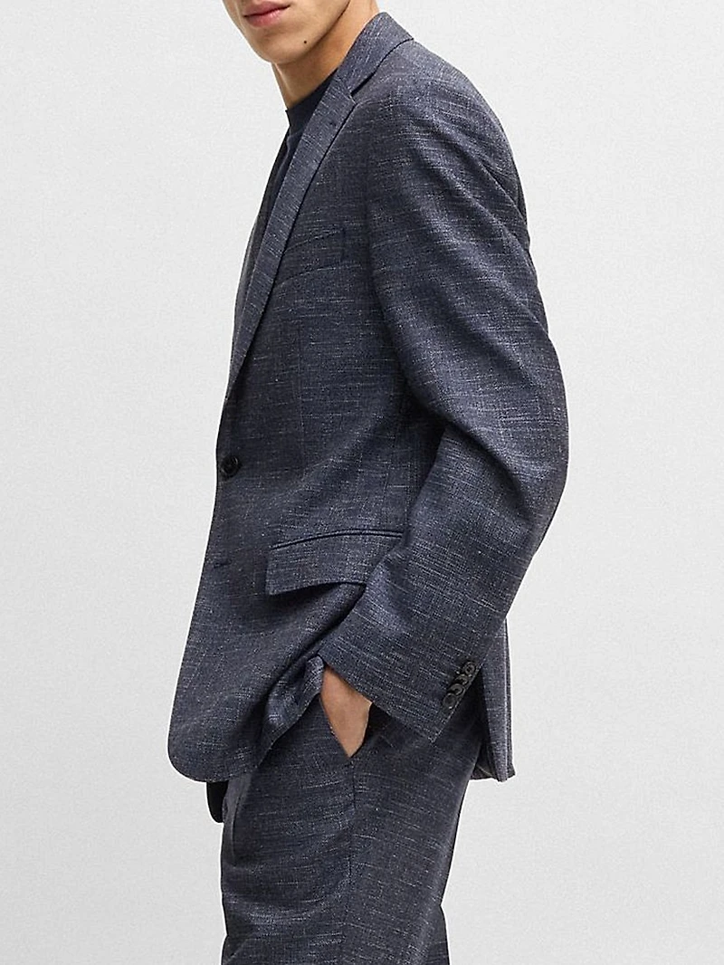 Slim-Fit Suit Jacket Patterned Stretch Fabric