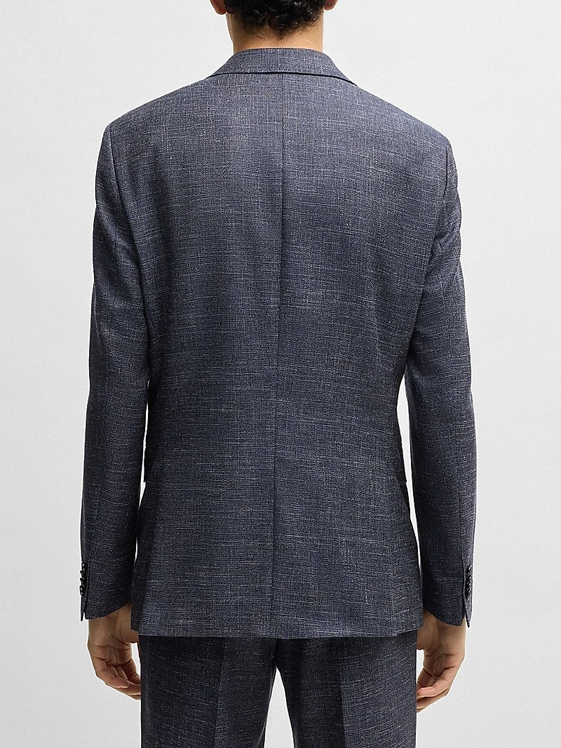 Slim-Fit Suit Jacket Patterned Stretch Fabric