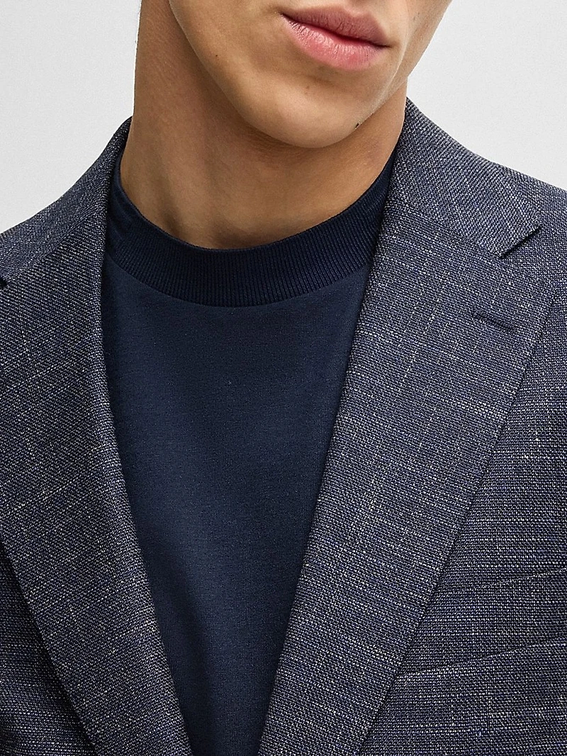 Slim-Fit Suit Jacket Patterned Stretch Fabric