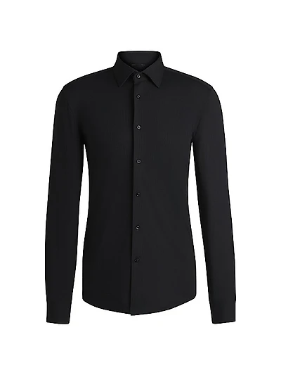 Slim-Fit Shirt in Textured Performance-Stretch Jersey