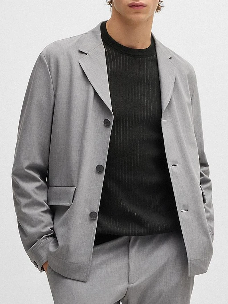 Cotton Sweater with Knitted Vertical Stripes Regular Fit