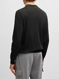 Cotton Sweater with Knitted Vertical Stripes Regular Fit