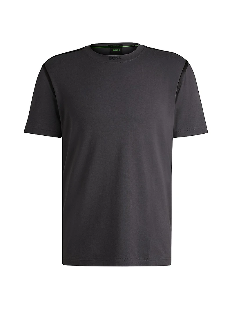 Stretch-Cotton T-Shirt with Tape Trims