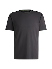 Stretch-Cotton T-Shirt with Tape Trims