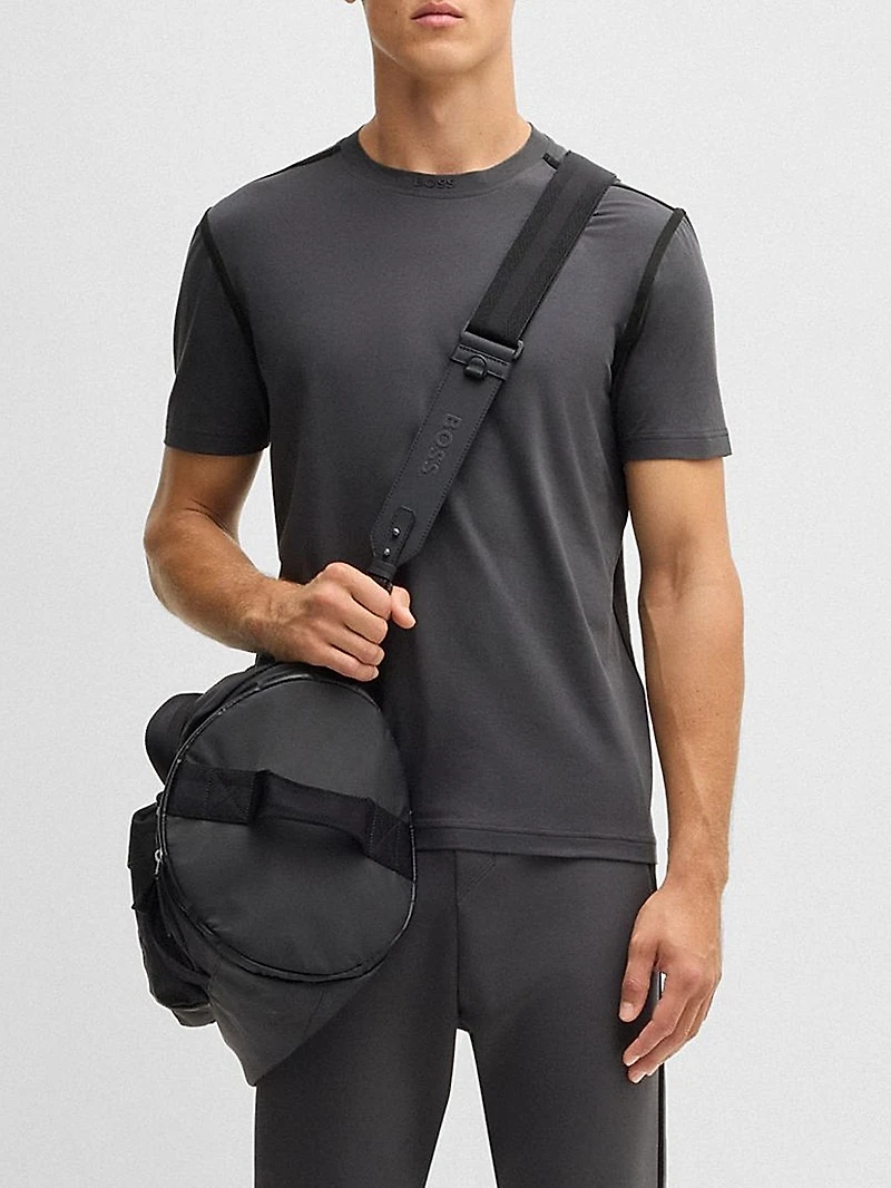 Stretch-Cotton T-Shirt with Tape Trims