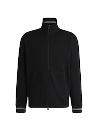 Mercerized Cotton Sweatshirt with Stripe Cuffs