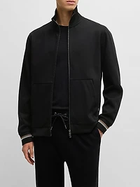 Mercerized Cotton Sweatshirt with Stripe Cuffs