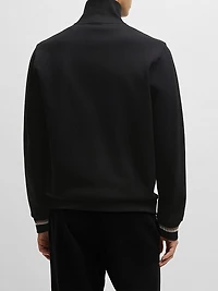 Mercerized Cotton Sweatshirt with Stripe Cuffs