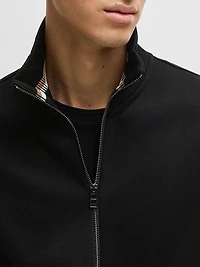 Mercerized Cotton Sweatshirt with Stripe Cuffs