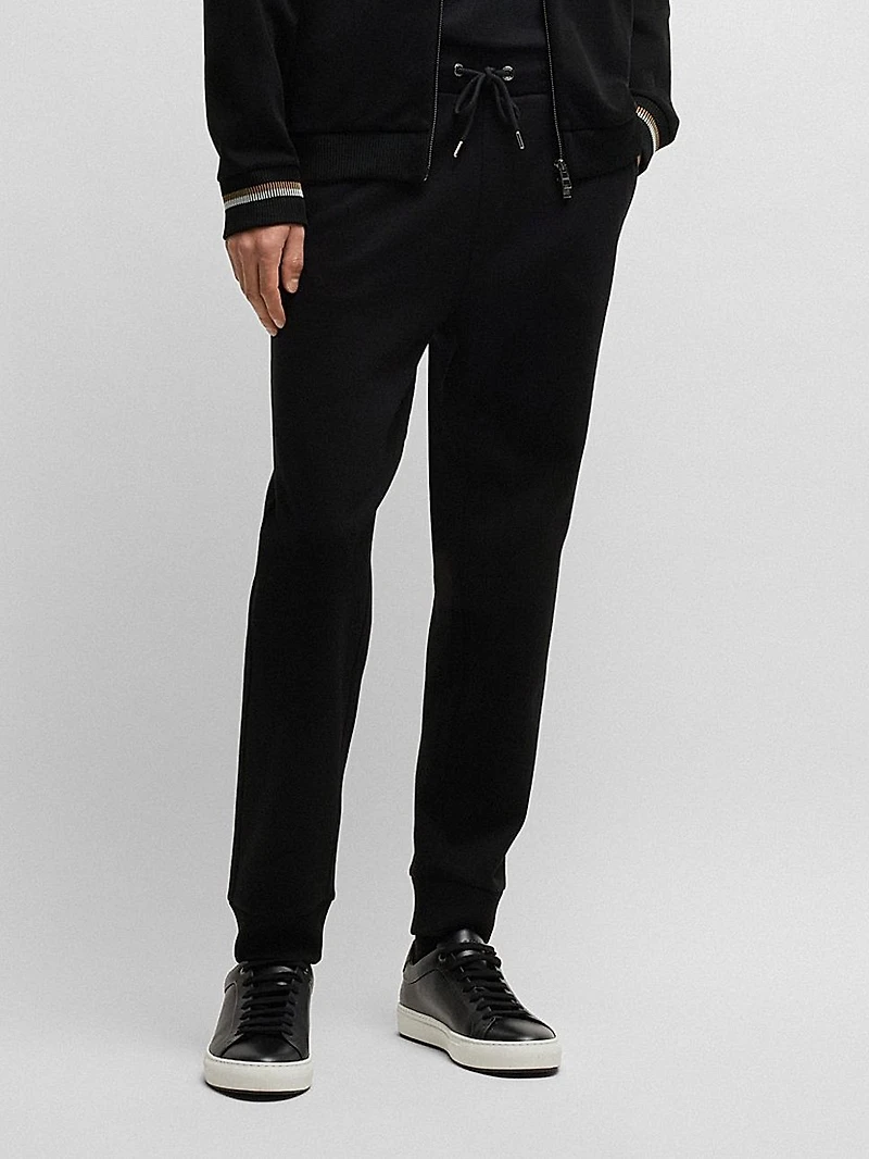 Mercerized Cotton Tracksuit Bottoms with Stripe Waistband