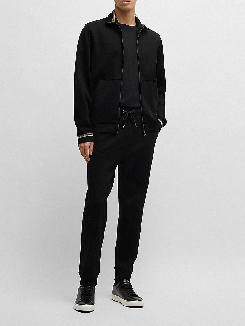 Mercerized Cotton Tracksuit Bottoms with Stripe Waistband