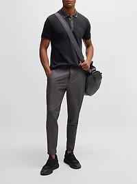 Interlock Cotton Polo Shirt with Striped Collar