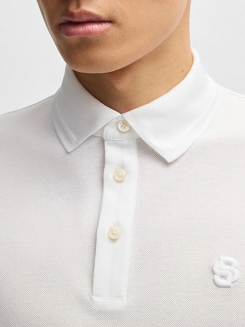 Cotton-Piqué Polo Shirt with Double B Monogram