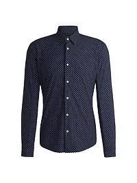 Slim-Fit Shirt Geometric-Print Performance-Stretch Fabric