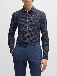 Slim-Fit Shirt Geometric-Print Performance-Stretch Fabric