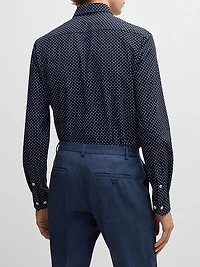 Slim-Fit Shirt Geometric-Print Performance-Stretch Fabric