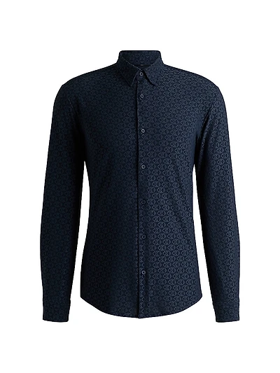 Slim-Fit Shirt Performance-Stretch Jacquard