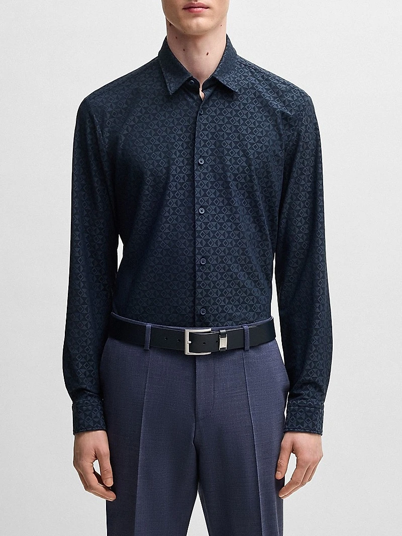Slim-Fit Shirt Performance-Stretch Jacquard