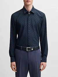 Slim-Fit Shirt Performance-Stretch Jacquard