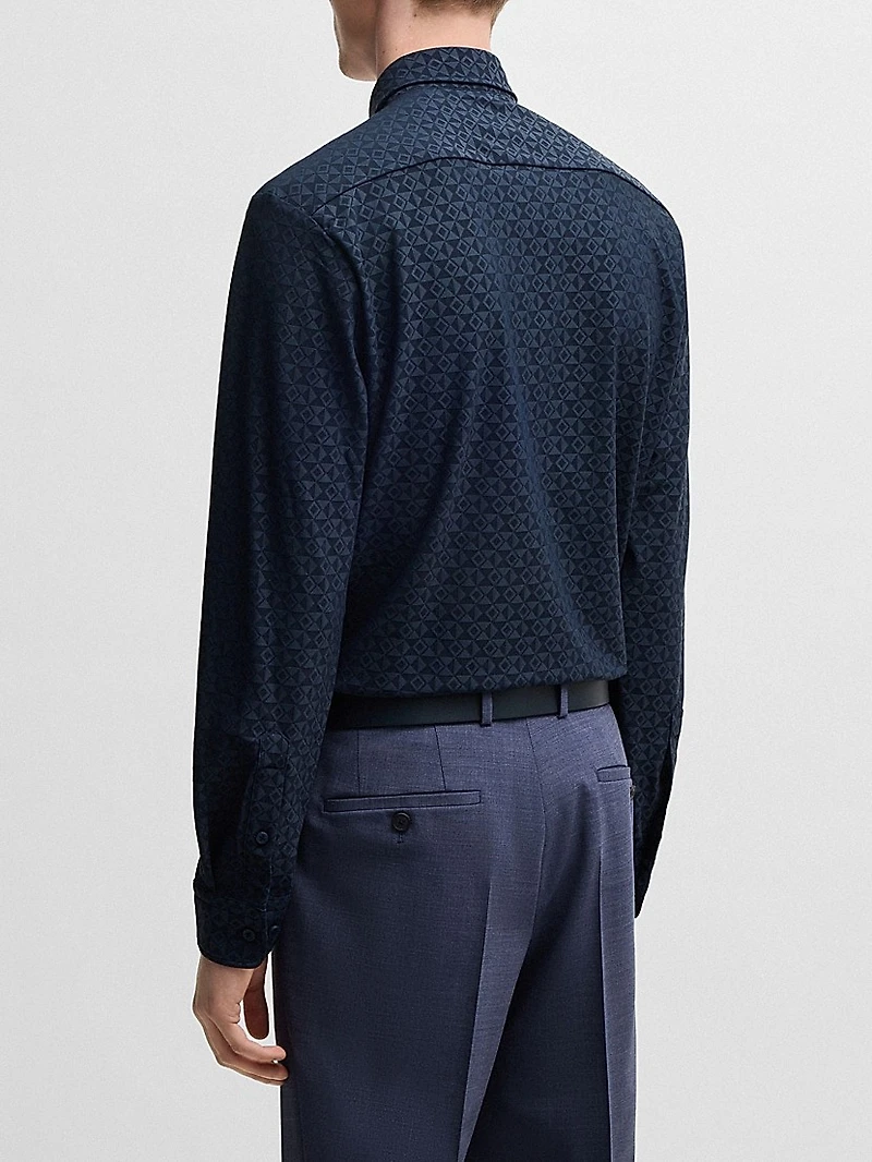 Slim-Fit Shirt Performance-Stretch Jacquard