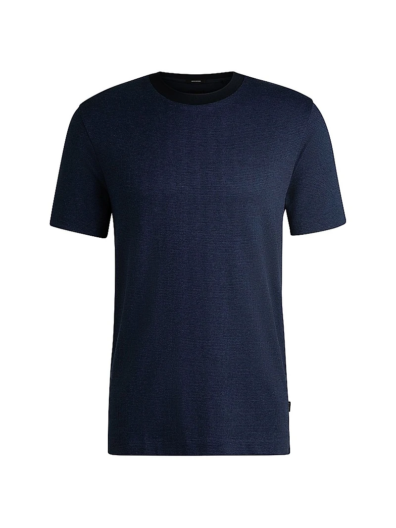 Mercerized-Cotton T-Shirt with Contrast Collar