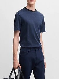 Mercerized-Cotton T-Shirt with Contrast Collar