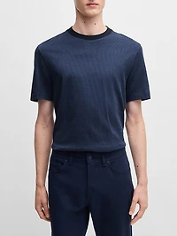 Mercerized-Cotton T-Shirt with Contrast Collar