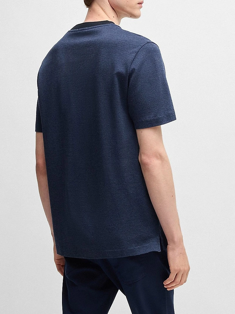 Mercerized-Cotton T-Shirt with Contrast Collar