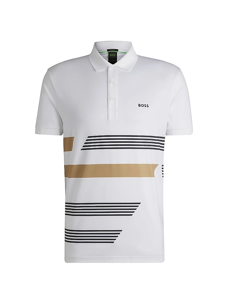 Paddy Stretch Jersey Polo Shirt with Stripe Print