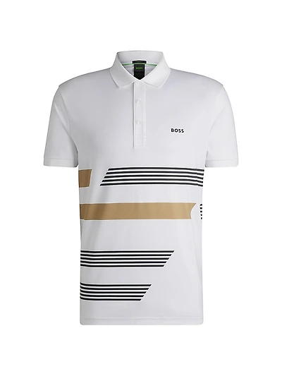 Paddy Stretch Jersey Polo Shirt with Stripe Print