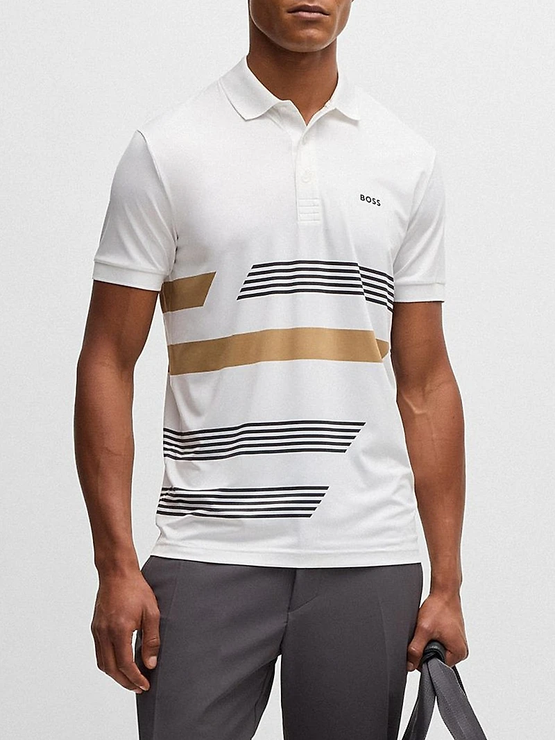 Paddy Stretch Jersey Polo Shirt with Stripe Print