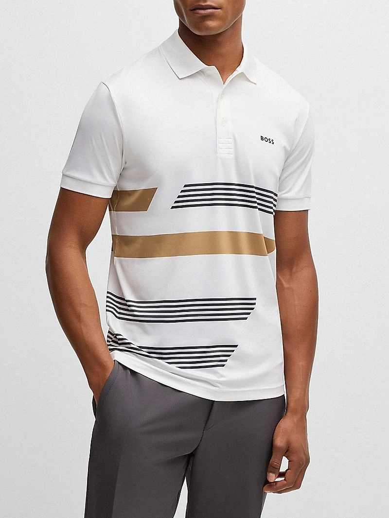 Paddy Stretch Jersey Polo Shirt with Stripe Print