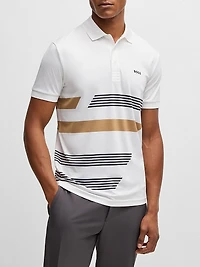 Paddy Stretch Jersey Polo Shirt with Stripe Print