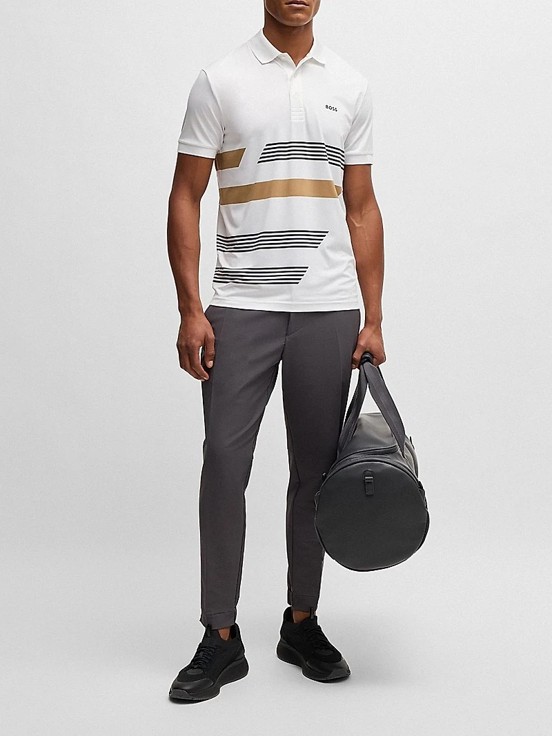 Paddy Stretch Jersey Polo Shirt with Stripe Print
