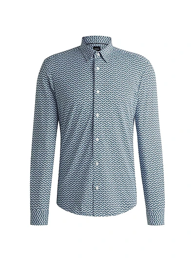 Slim-Fit Shirt Printed Performance-Stretch Fabric