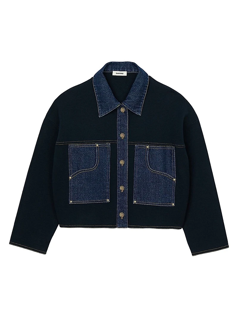 Denim Detail Cardigan