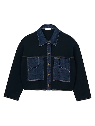 Denim Detail Cardigan