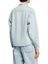 Denim Shirt with Beaded Collar