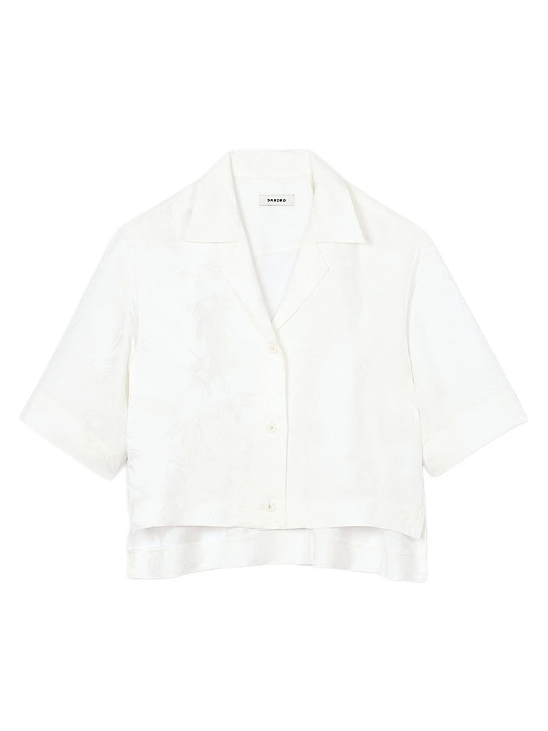 Cropped Shirt with Jacquard Bows