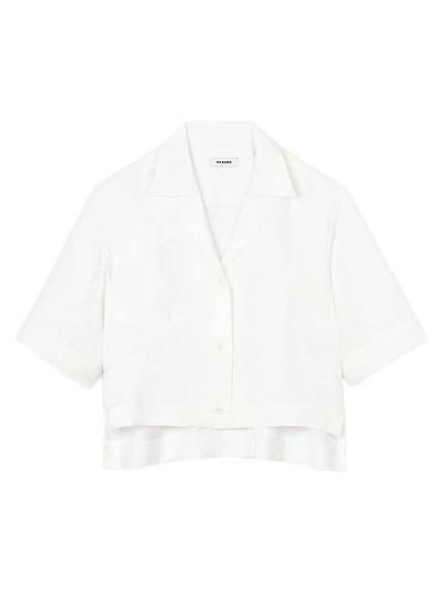 Cropped Shirt with Jacquard Bows