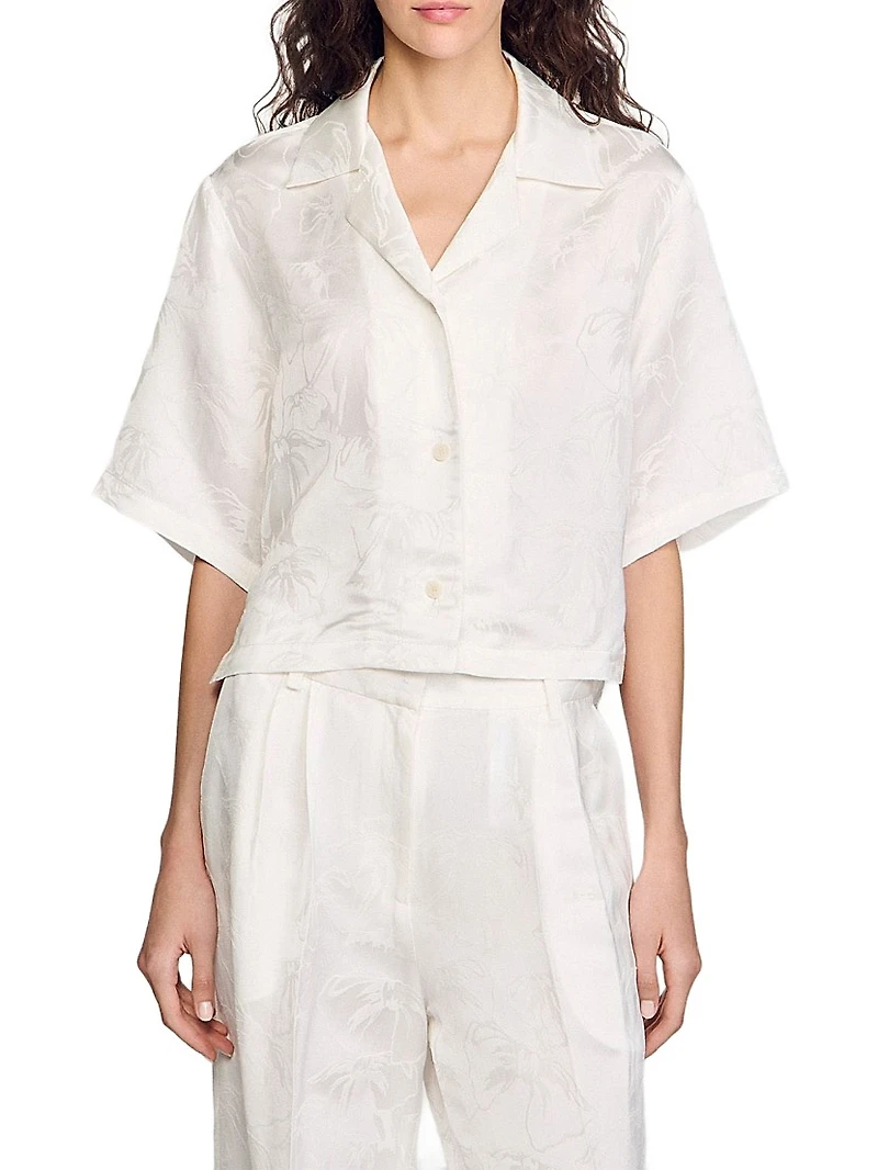 Cropped Shirt with Jacquard Bows