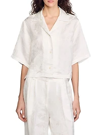 Cropped Shirt with Jacquard Bows