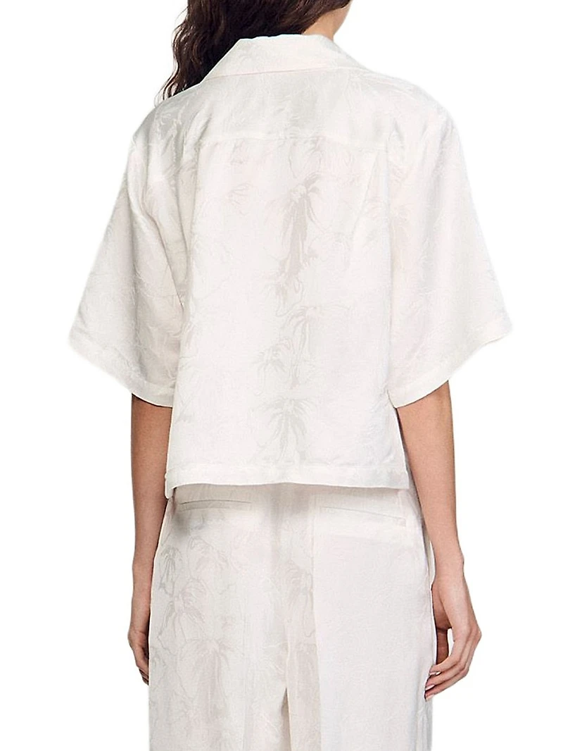 Cropped Shirt with Jacquard Bows