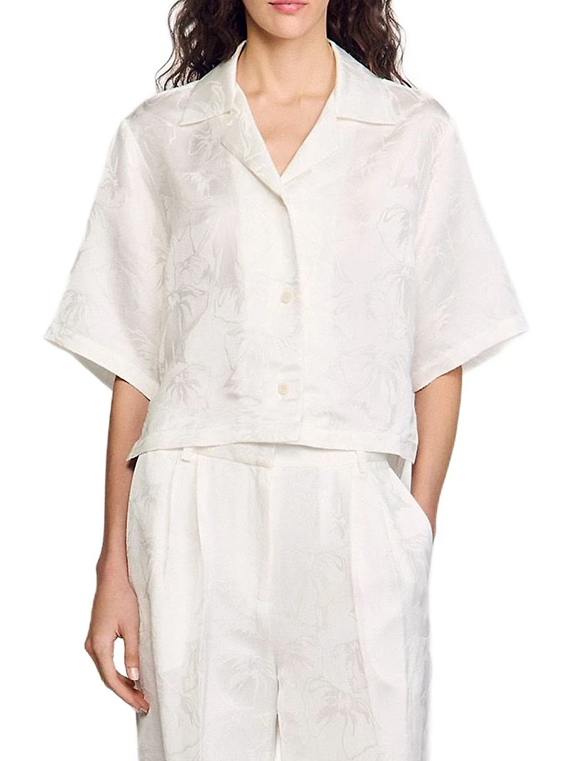 Cropped Shirt with Jacquard Bows