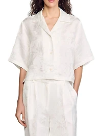 Cropped Shirt with Jacquard Bows